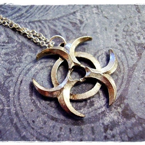Silver Biohazard Symbol Necklace - Antique Pewter Biohazard Charm on a Delicate Stainless Steel Cable Chain or Charm Only
