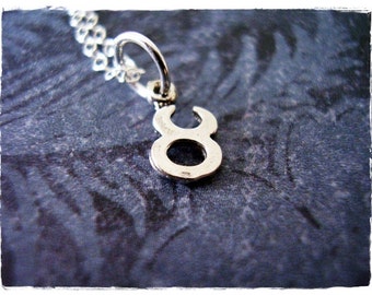 Tiny Silver Taurus Zodiac Sign Necklace - Sterling Silver Taurus Zodiac Sign Charm on a Delicate Sterling Silver Cable Chain or Charm Only