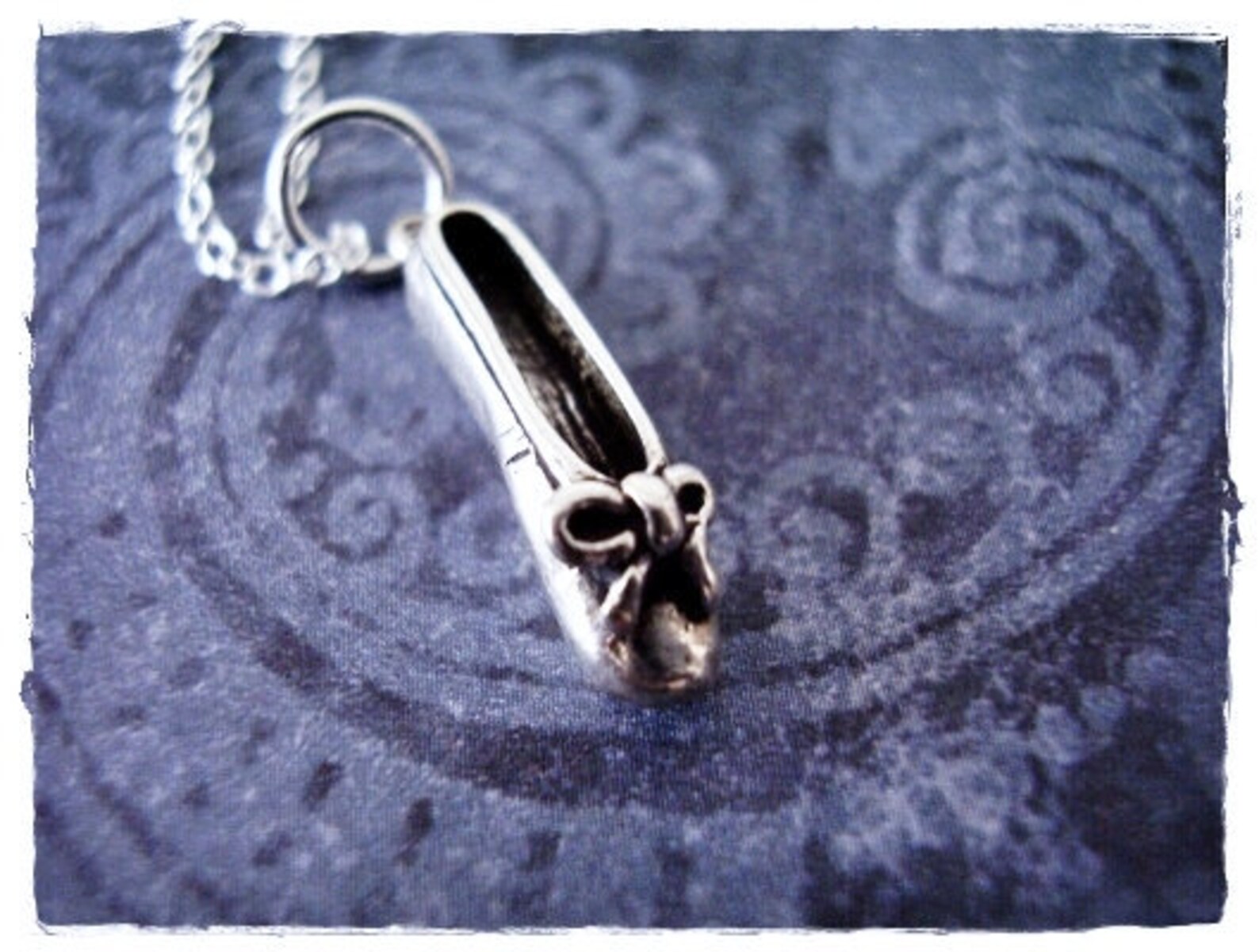 silver ballet slipper necklace - sterling silver ballet slipper charm on a delicate sterling silver cable chain or charm only