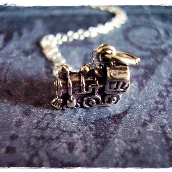 Tiny Train Engine Necklace - Sterling Silver Train Engine Charm on a Delicate Sterling Silver Cable Chain or Charm Only