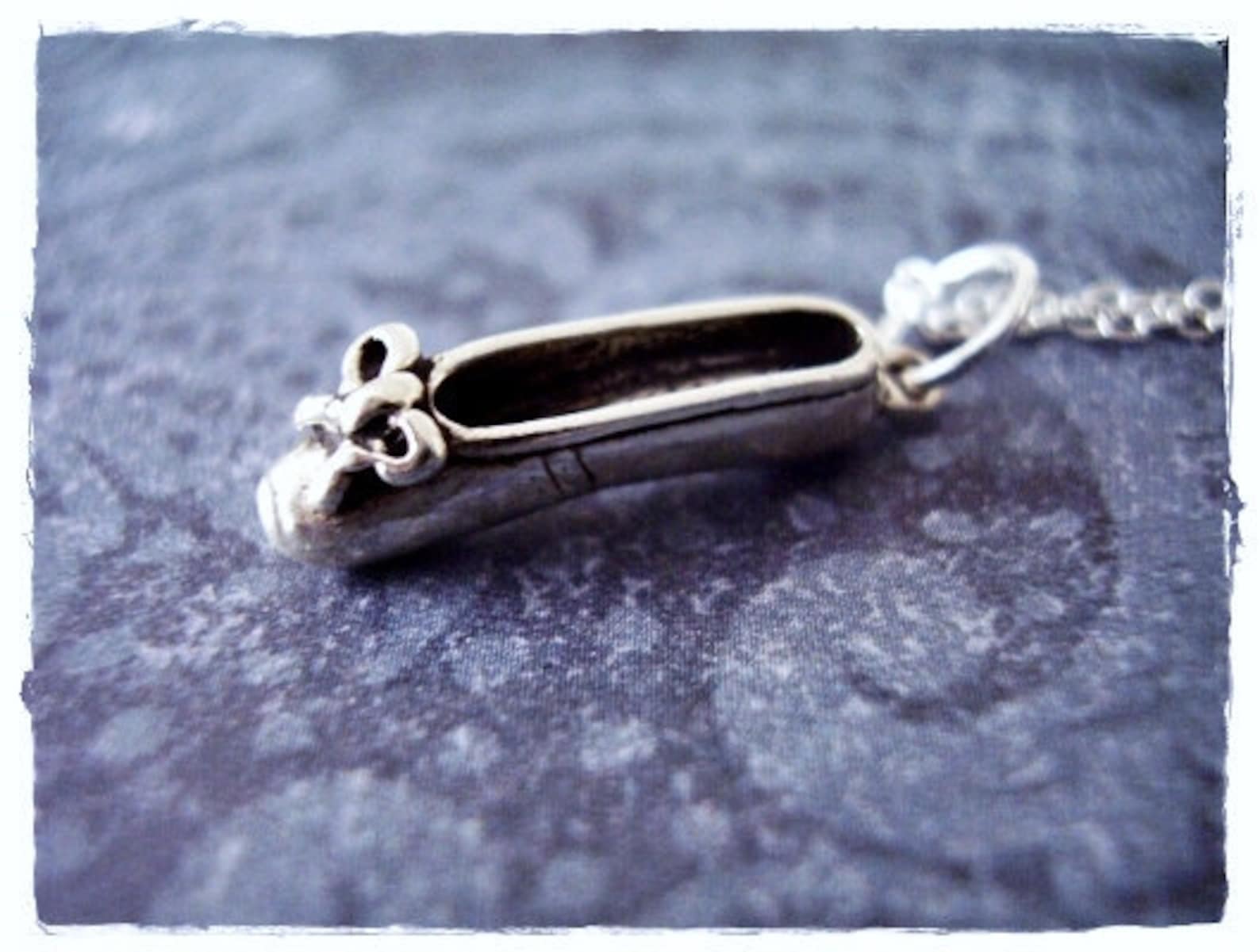 silver ballet slipper necklace - sterling silver ballet slipper charm on a delicate sterling silver cable chain or charm only