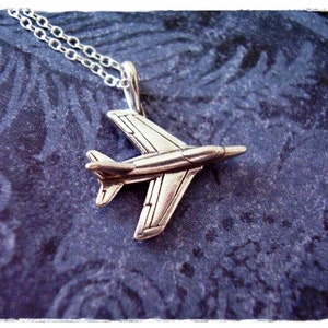 Silver Fighter Jet Necklace - Sterling Silver Fighter Jet Charm on a Delicate Sterling Silver Cable Chain or Charm Only