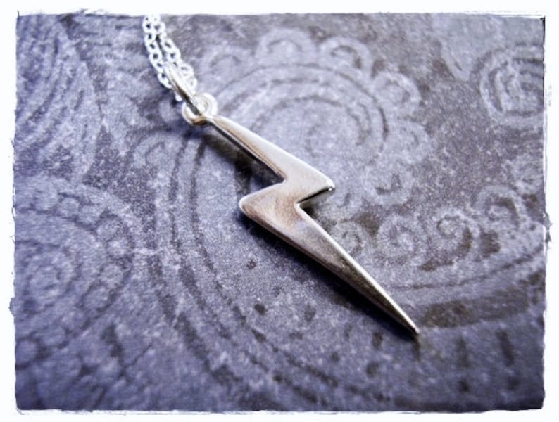 Silver Lightning Bolt Necklace Sterling Silver Lightning Etsy
