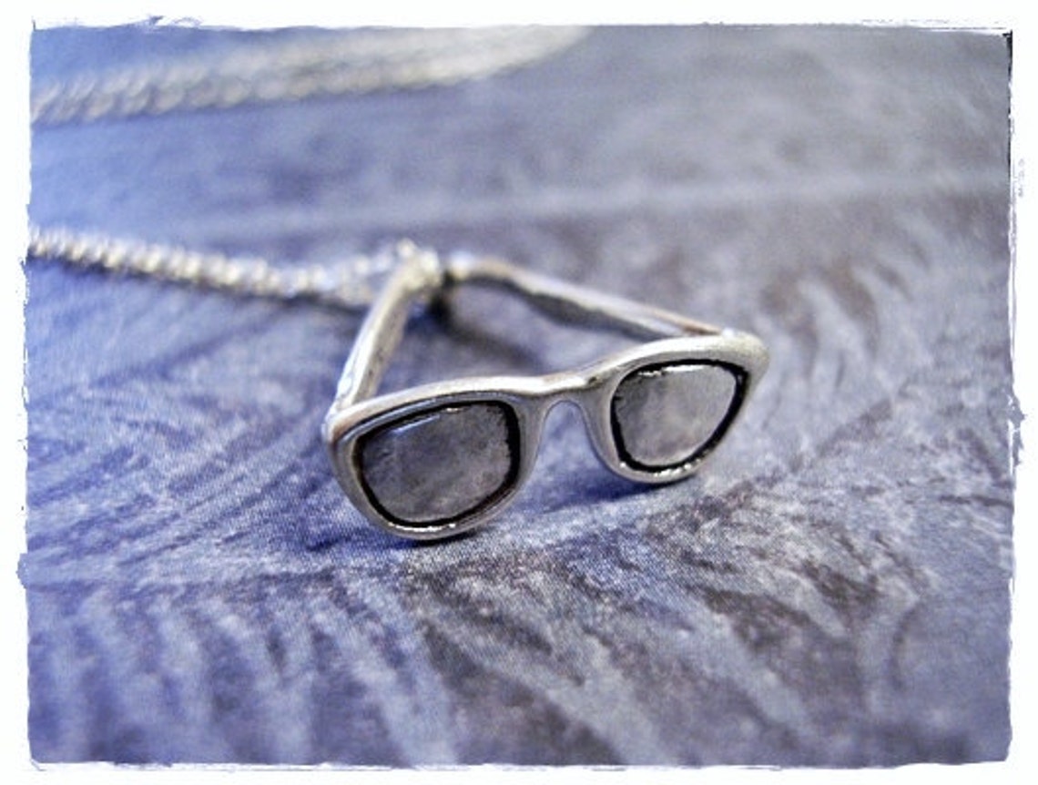 Tiny Sunglasses Necklace Sterling Silver Sunglasses Charm on Etsy