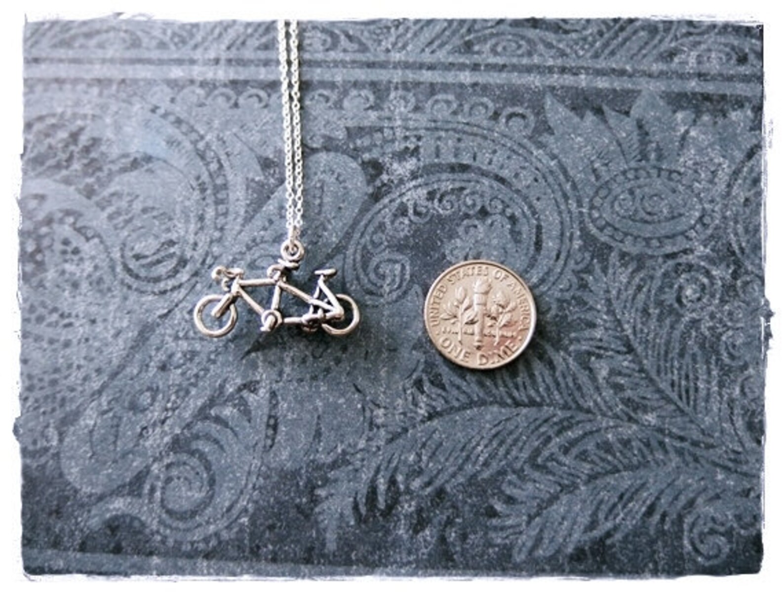 Silver Tandem Bicycle Necklace Sterling Silver Tandem Etsy
