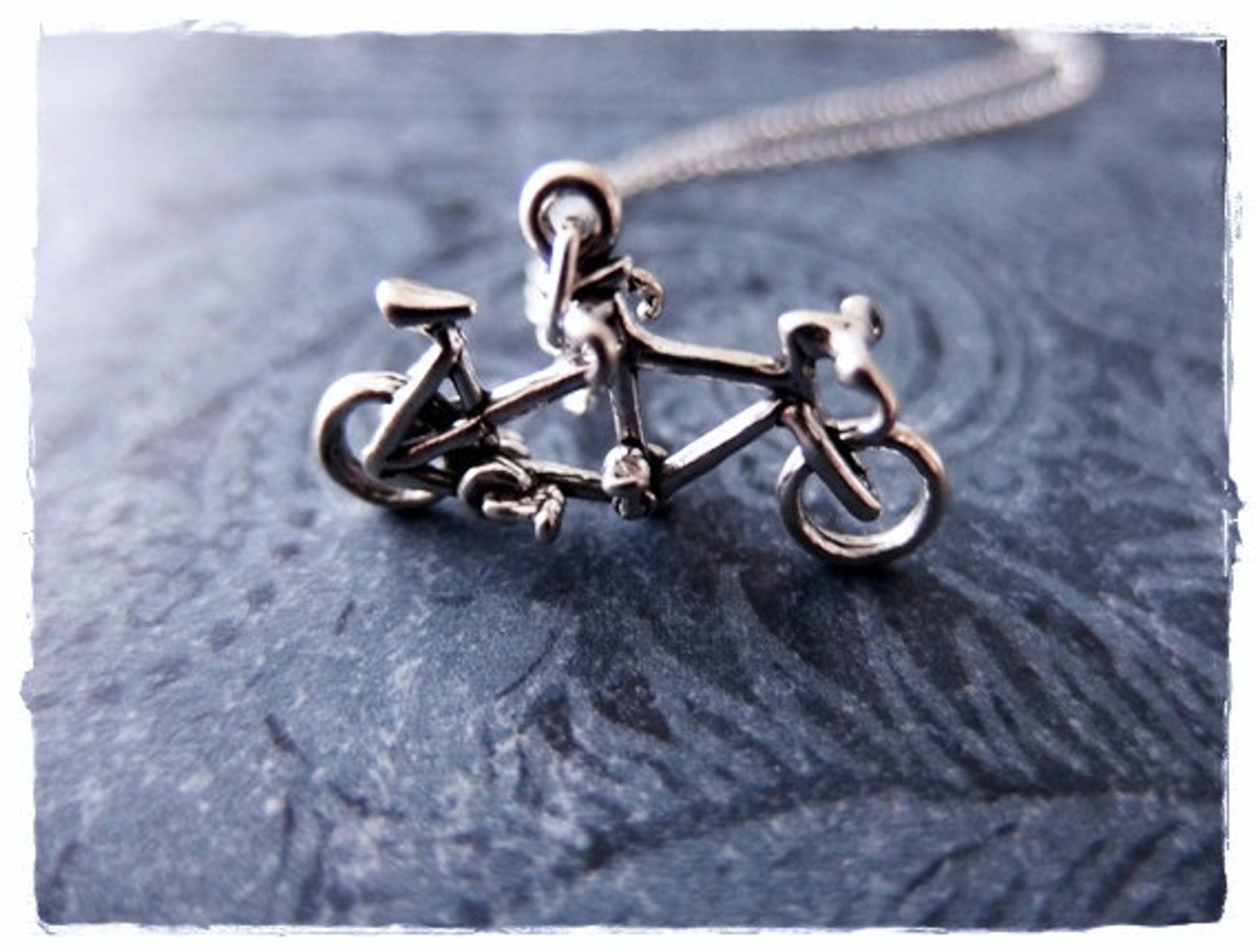 Silver Tandem Bicycle Necklace Sterling Silver Tandem Etsy