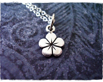 Tiny Petunia Flower Necklace - Sterling Silver Petunia Flower Charm on a Delicate Sterling Silver Cable Chain or Charm Only