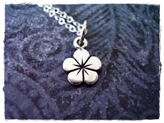 Tiny Petunia Flower Necklace Sterling Silver Petunia Flower Charm on a Delicate Sterling Silver Cable Chain or Charm Only