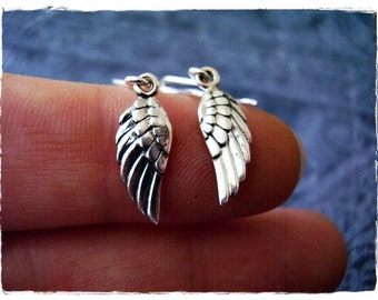 Silver Angel Wing Earrings - Sterling Silver Angel Wing Dangle Earrings