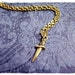 Tiny Gold Dagger Necklace - Antique Gold Pewter Dagger Charm on a ...