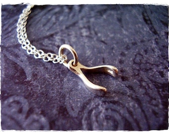 Tiny Wishbone Necklace - Tiny Sterling Silver Wishbone Charm on a Delicate Sterling Silver Cable Chain or Charm Only