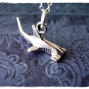 Silver Hammerhead Shark Necklace - Sterling Silver Hammerhead Shark Charm on a Delicate Sterling Silver Cable Chain or Charm Only