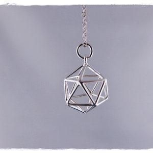 Silver Icosahedron Necklace Sterling Silver Icosahedron Charm on a Delicate Sterling Silver Cable Chain or Charm Only image 4