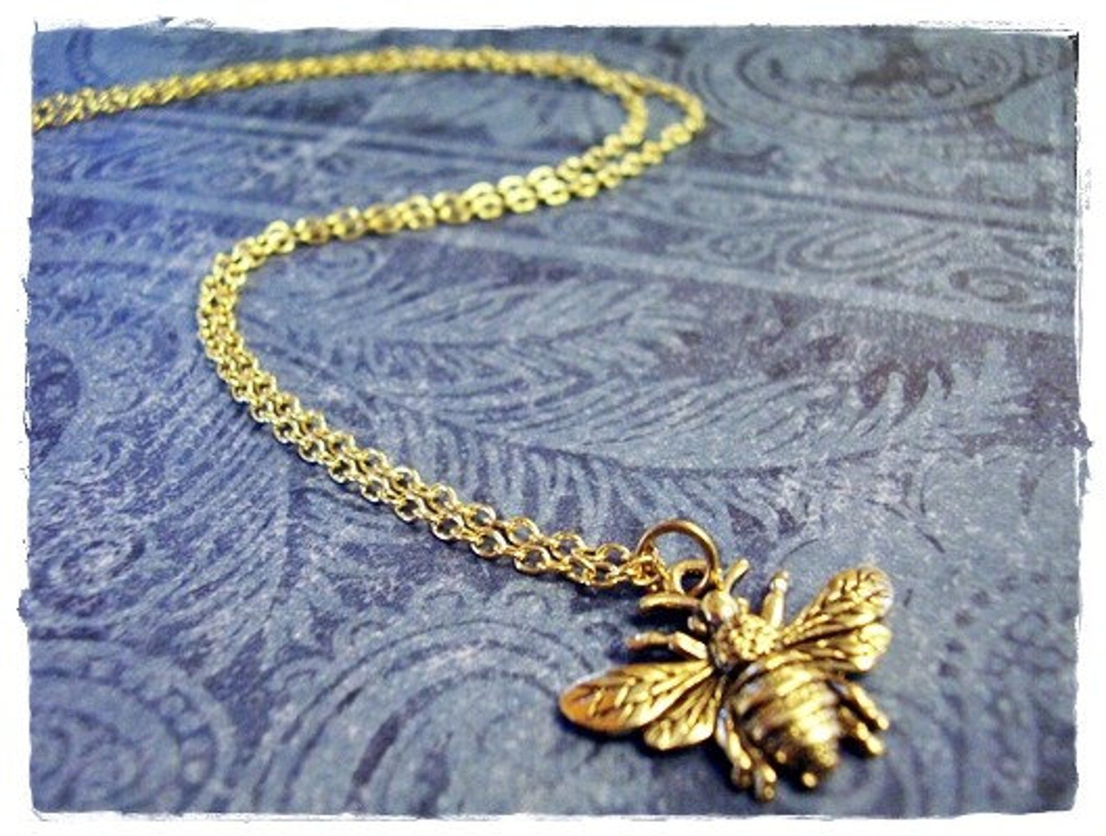 Gold Chain And Pewter Bee Necklace