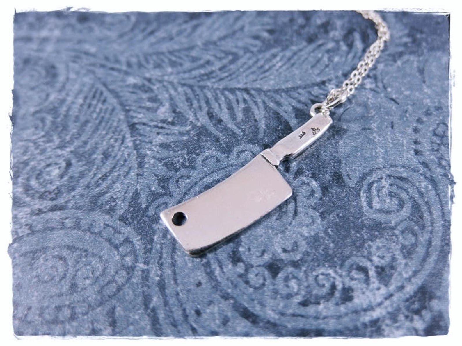 Silver Meat Cleaver Necklace Sterling Silver Meat Cleaver Etsy