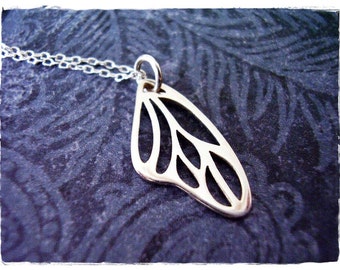 Silver Butterfly Wing Necklace - Sterling Silver Butterfly Wing Charm on a Delicate Sterling Silver Cable Chain or Charm Only