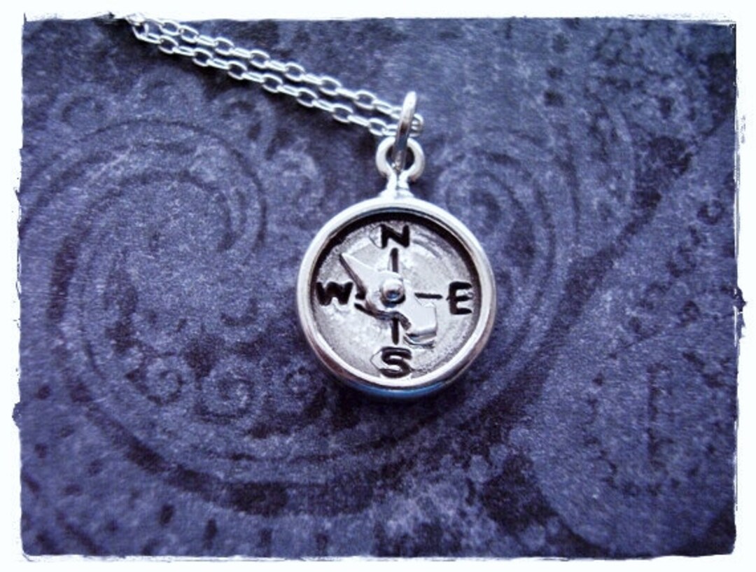 thumbnail image 2 of Treasure Island Charms 925 Sterling Silver Nautical Compass Charm With Moving Needle 2 of 6
