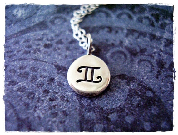 Silver Gemini Horoscope Sign Necklace - Sterling Silver Gemini Sign Charm on a Delicate Sterling Silver Cable Chain or Charm Only