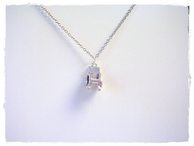 Silver Wheelchair Necklace Silver Pewter Wheelchair Charm on Etsy