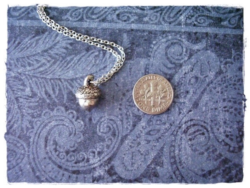 Antique Pewter Acorn Charm on a Delicate Silver Plated Cable Chain or Charm Only Silver Acorn Necklace