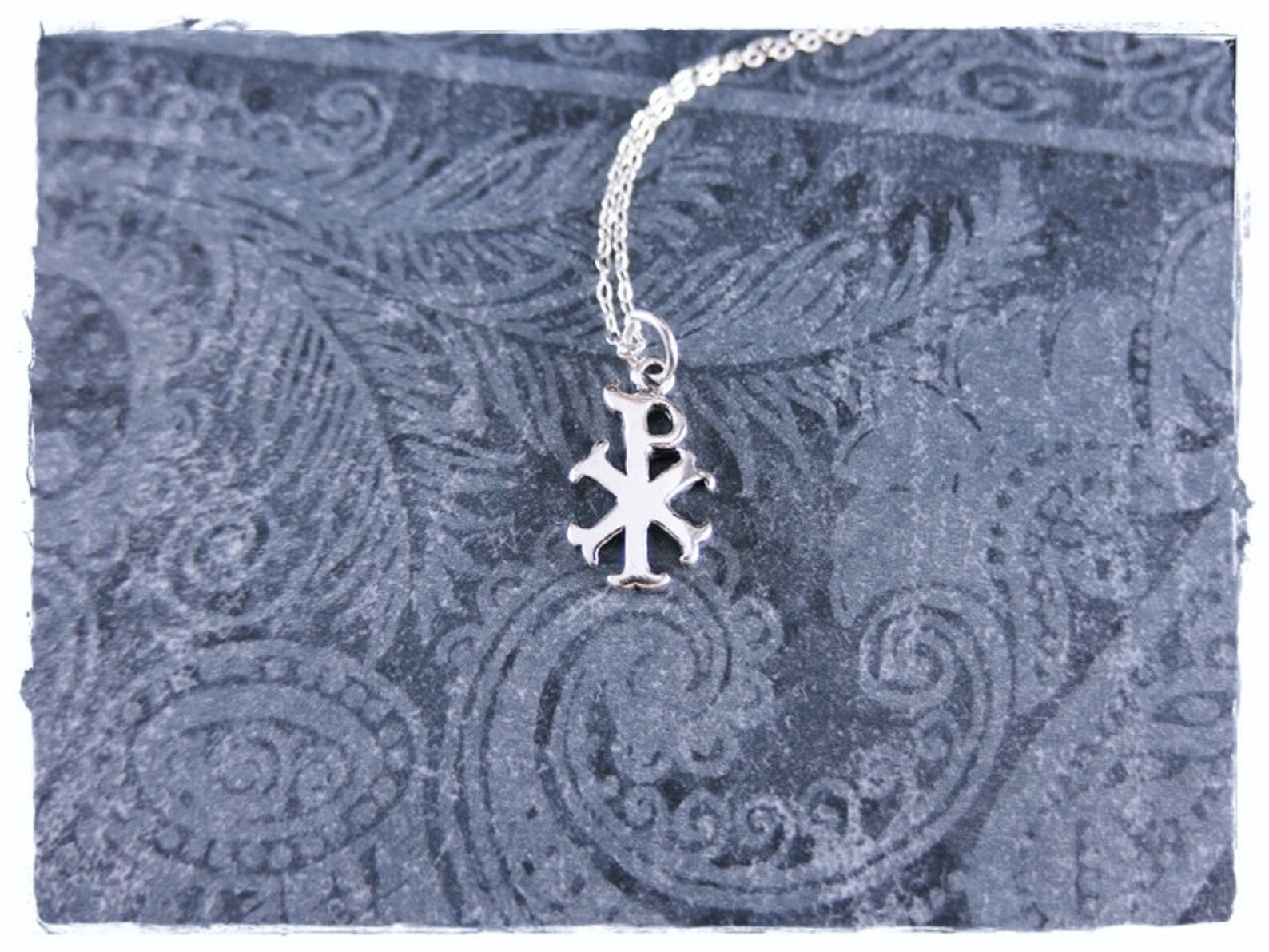 Silver Chi Rho Necklace Sterling Silver Chi Rho Charm on a | Etsy