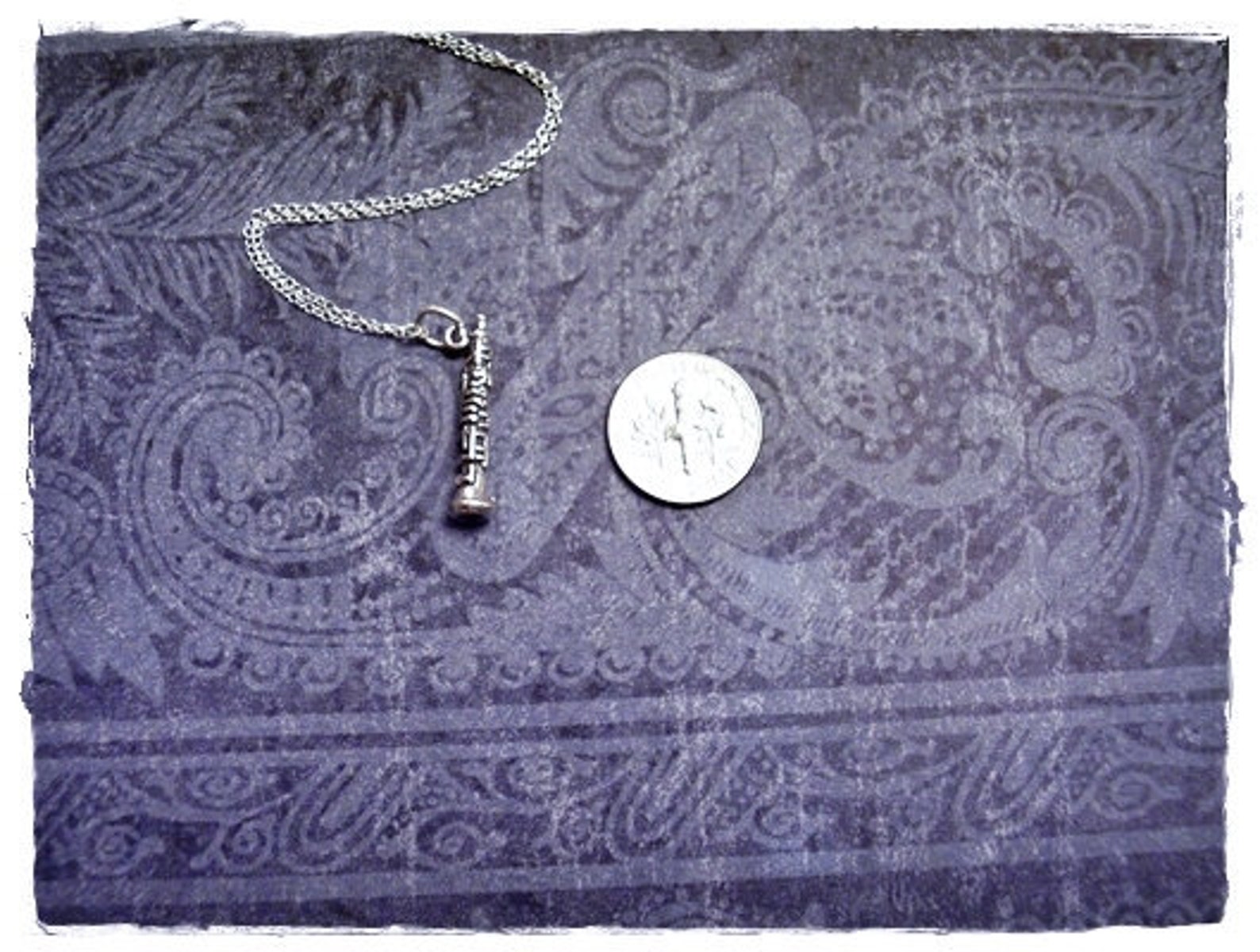 Silver Oboe Necklace Sterling Silver Oboe Charm on a Etsy