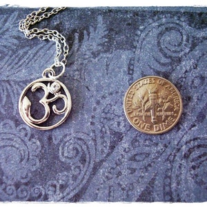 Silver Crystal Om Necklace Silver Pewter Crystal Om Charm on a Delicate Silver Plated Cable Chain or Charm Only image 2