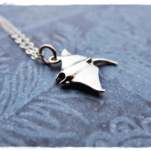 Silver Manta Ray Necklace - Sterling Silver Manta Ray Charm on a Delicate Sterling Silver Cable Chain or Charm Only