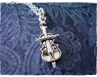 Sterling Cello Necklace - Sterling Silver Cello Charm on a Delicate Sterling Silver Cable Chain or Charm Only