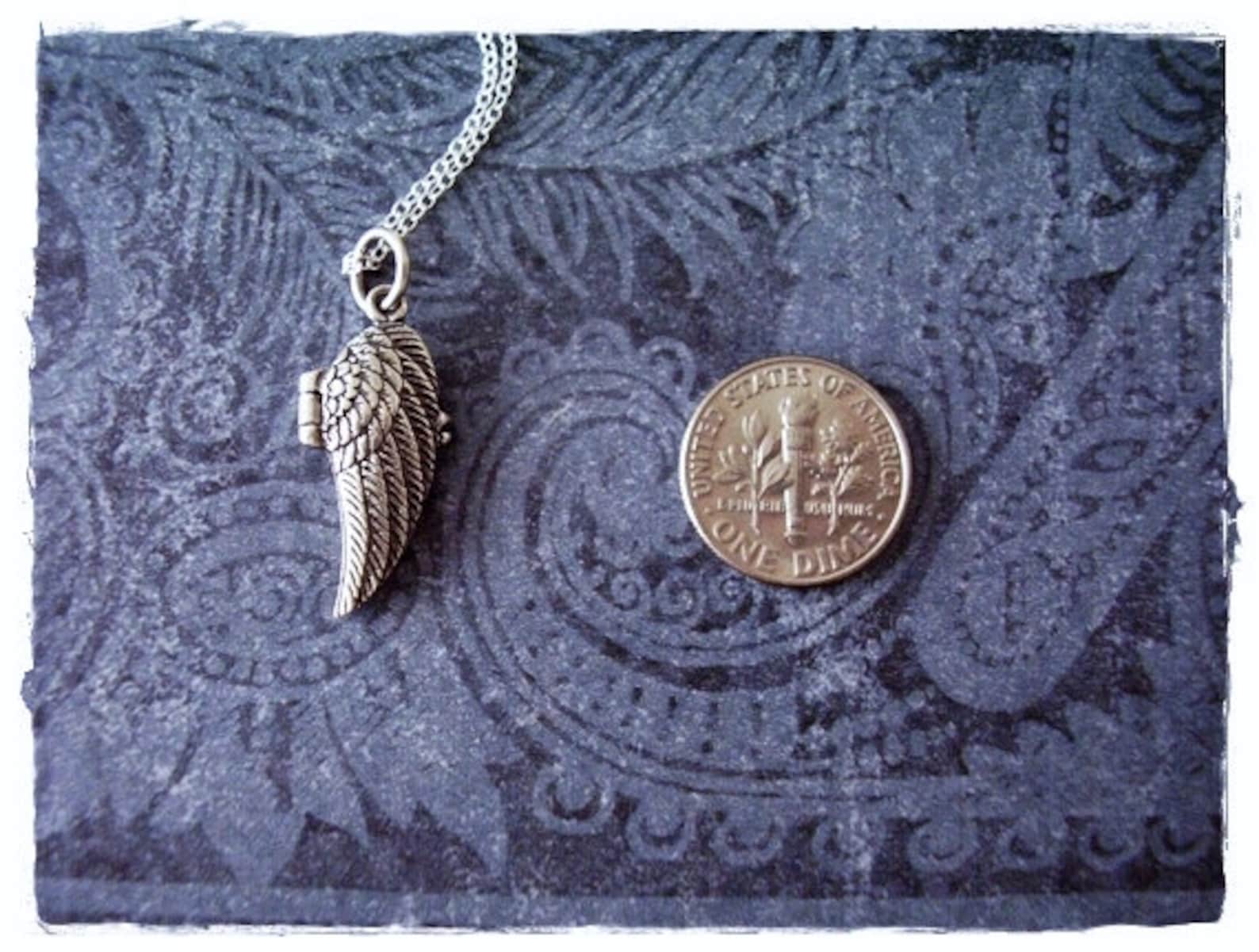 Silver Angel Wing Locket Necklace - Sterling Silver Angel Wing Locket ...