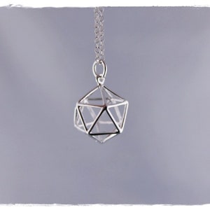 Silver Icosahedron Necklace Sterling Silver Icosahedron Charm on a Delicate Sterling Silver Cable Chain or Charm Only image 3