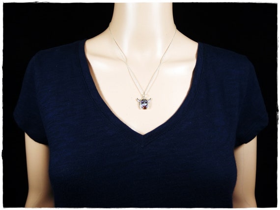 Silver Horned Helmet Necklace - Sterling Silver Viking