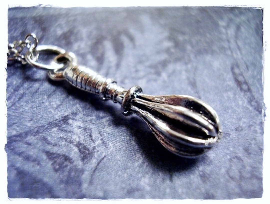 Silver Round Whisk Necklace - Silver Pewter Round Whisk Charm on a ...