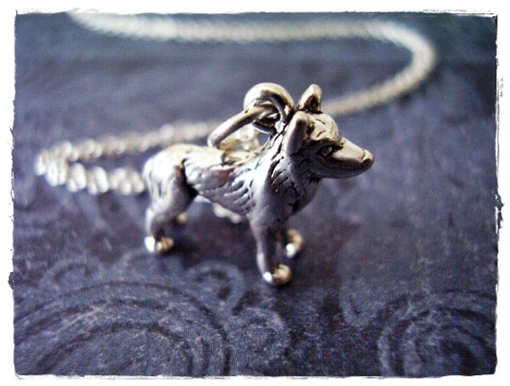 Silver Husky Necklace - Sterling Silver Husky Charm on a Delicate Sterling Silver Cable Chain or Charm Only