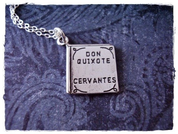 Book Charm Antiqued Sterling Silver Don Quixote Cervantes Book Charm Antiqued Sterling Silver Don Quixote Cervantes