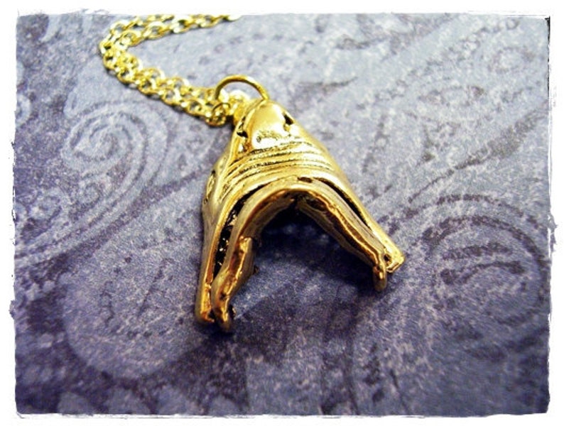 Gold Shark Jaws Necklace Antique Gold Pewter Shark Jaws Charm on a Delicate Gold Plated Cable Chain or Charm Only image 2