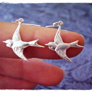 Silver Sparrow Earrings - Sterling Silver Sparrow Dangle Earrings