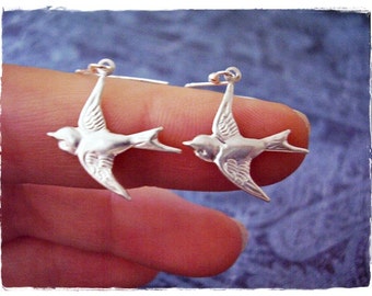 Silver Sparrow Earrings - Sterling Silver Sparrow Dangle Earrings