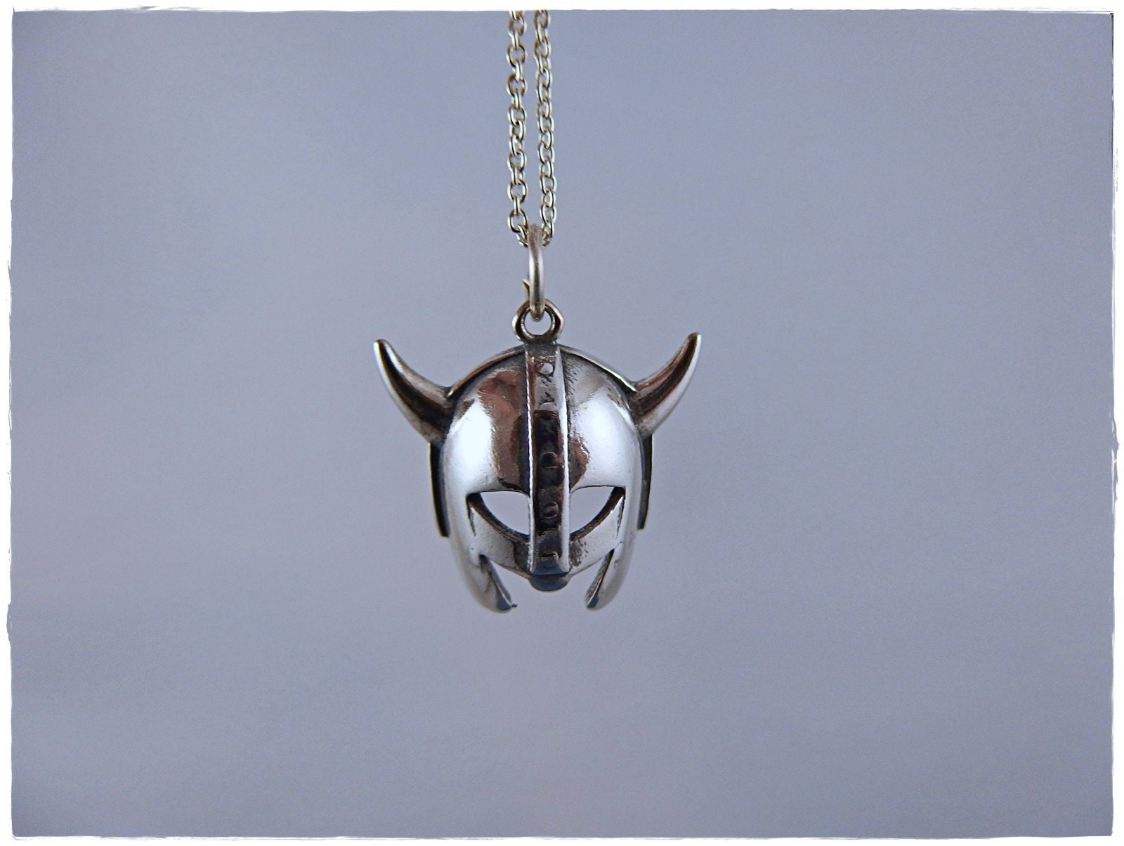 ★HARANG★ HR 379N_Silver Fabric Necklace HAQUIL Viking Necklace for Men, Viking Helm of Awe Arrowhead