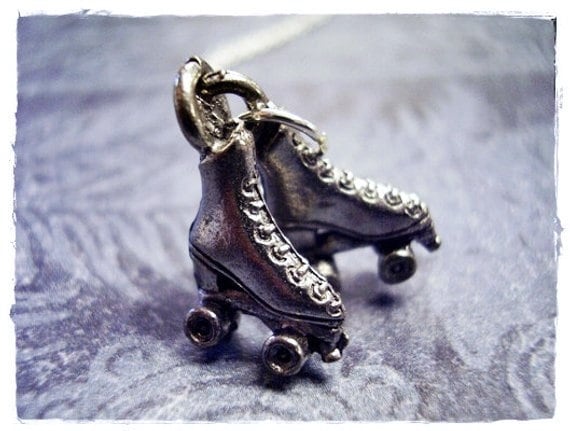 Antique silver roller skates charm - Etsy 日本