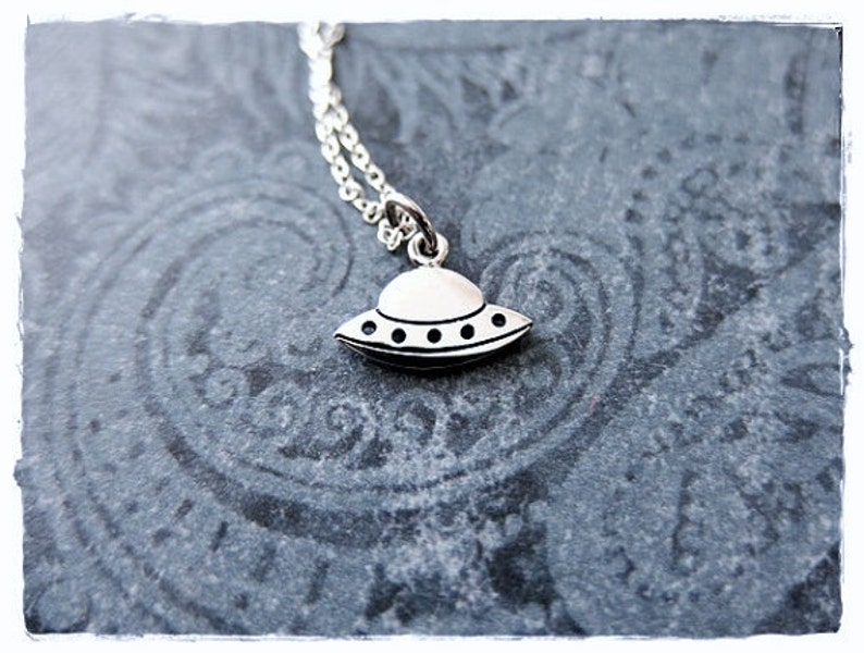 Silver Flying Saucer Necklace Sterling Silver Flying Saucer Etsy