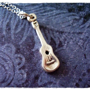 Tiny Silver Ukulele Necklace - Sterling Silver Ukulele Charm on a Delicate Sterling Silver Cable Chain or Charm Only