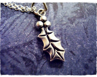 Silver Holly Leaf Necklace - Sterling Silver Holly Leaf Charm on a Delicate Sterling Silver Cable Chain or Charm Only