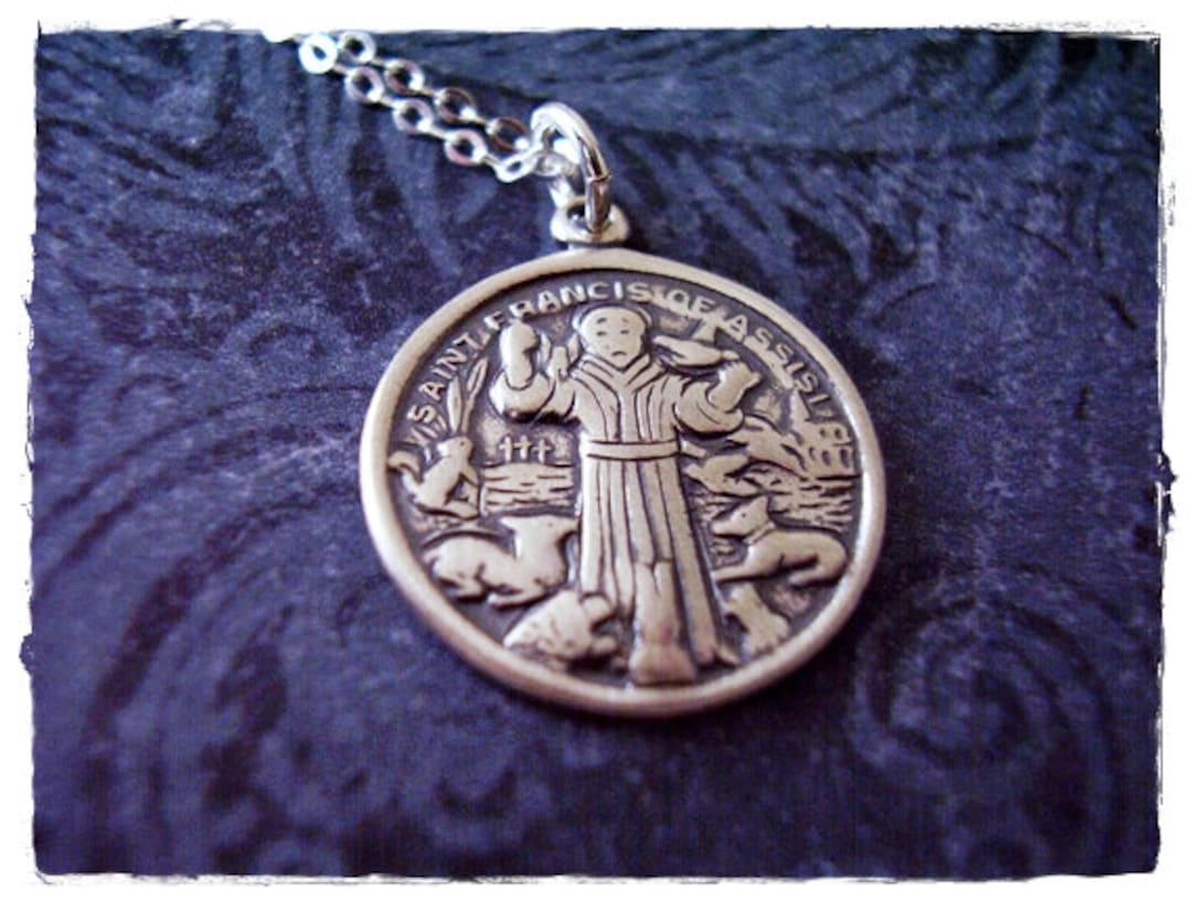 Round Saint Francis of Assisi Necklace - Sterling Silver Saint Francis ...