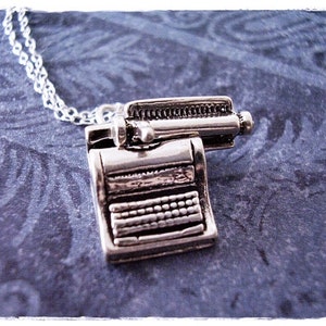 Silver Movable Typewriter Necklace Sterling Silver Typewriter Charm on a Delicate Sterling Silver Cable Chain or Charm Only image 2