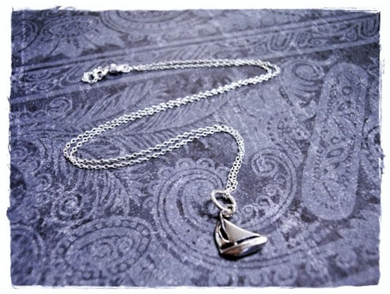 Silver Sailboat Necklace Sterling Silver Sailboat Charm on a Delicate Sterling Silver Cable Chain or Charm Only image 3