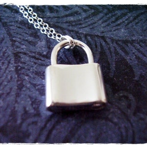 Movable Silver Padlock Necklace - Sterling Silver Padlock Charm on a Delicate Sterling Silver Cable Chain or Charm Only