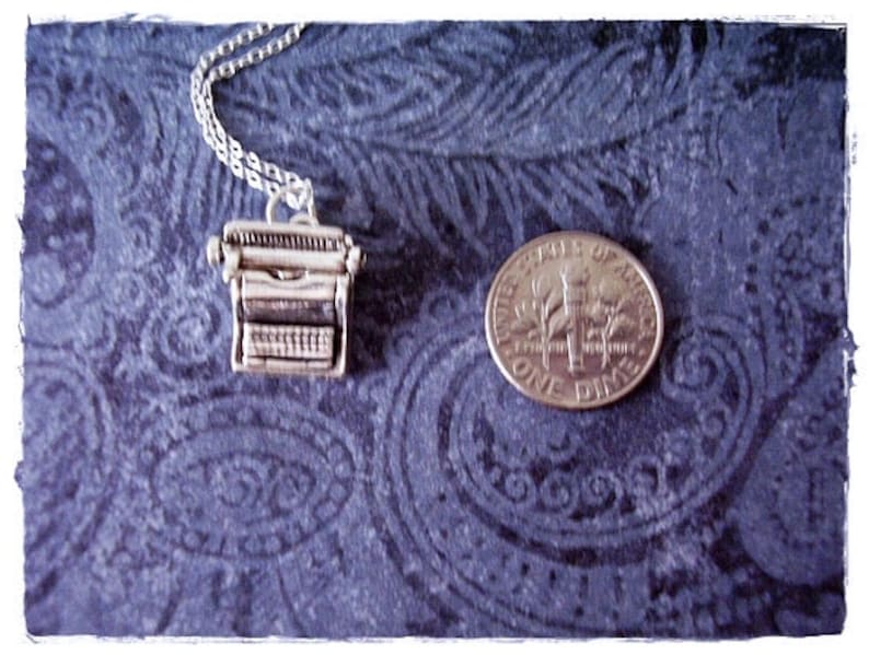 Silver Movable Typewriter Necklace Sterling Silver Typewriter Charm on a Delicate Sterling Silver Cable Chain or Charm Only image 3