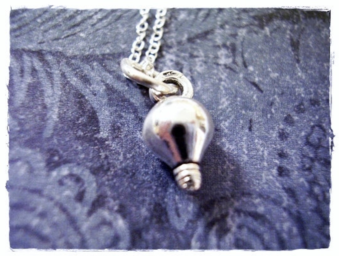 Silver Light Bulb Necklace Sterling Silver Light Bulb Charm Etsy