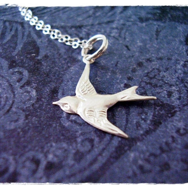 Silver Sparrow Necklace - Sterling Silver Sparrow Charm on a Delicate Sterling Silver Cable Chain or Charm Only